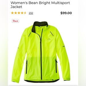 LL Bean Women’s Bean Bright MultiSport Jacket size L